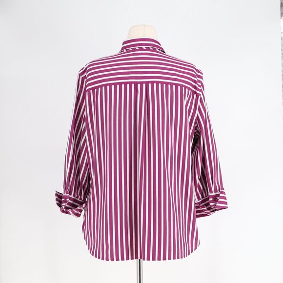 CHICO'S No Iron Stretch Stripe Shirt Purple & White Size 3/US16 - Picture 5 of 7